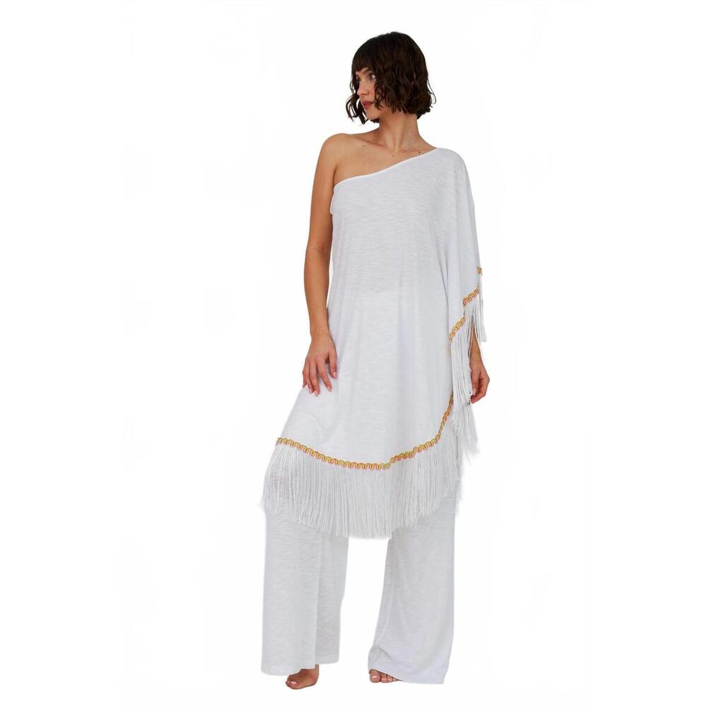 NEW PITUSA pima one shoulder top & pant set in white